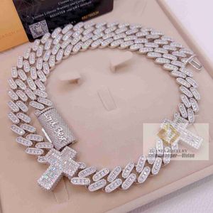 Nieuw hoogwaardige mode -ijs van 925 Sterling Silver Miami VVS Moissanite Pass Cuban Link Chain