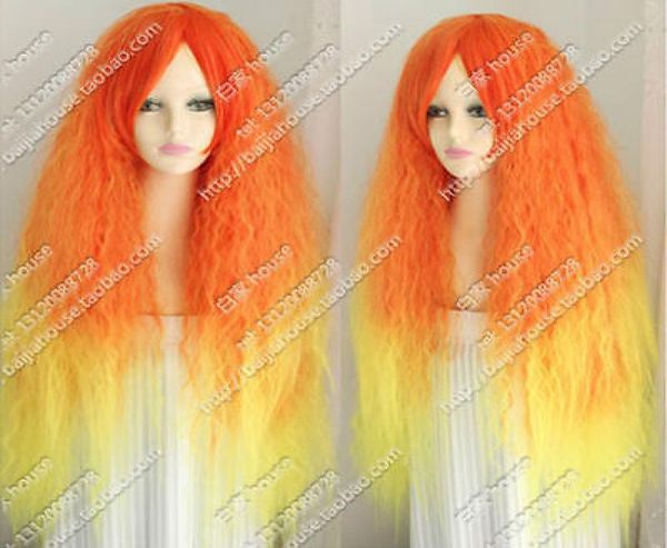 Nueva Imagen de Moda de Alta Calidad Harajuku COS Peluca Nueva Sexy Larga Naranja Degradado Amarillo Cosplay Peluca de Maíz Hair1728864