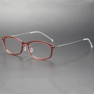 Lichtgewicht Dames Klein Ovaal Optisch Montuur Geen Schroef Acetaat Fullrim Titanium Been 52-17-150 voor Alle Brillen Brillen Fullset Design Case