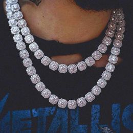 Nova alta qualidade hip hop rap moda masculina personalidade jóias 10mm quadrado zircão colar bling corrente pulseira217s