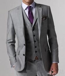 Nouveau évent gris clair de haute qualité Tuxedos Groomsmen Man Mens Mass Mariding Cost Maridegroom JacketPantsVesttie5414500