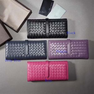 Nueva cartera continental larga de alta calidad hecha a mano de piel de cordero para mujer cartera duradera de piel de becerro bi-fold Wallet moda 291H