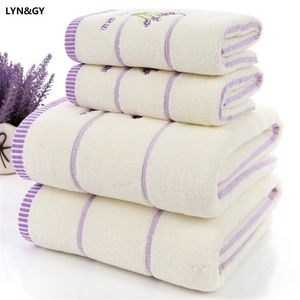 Juego de toallas de tela de algodón de lavanda blanca de lujo de alta calidad, 1 pieza, toallas de baño para adultos/niños, 2 uds, toalla facial para baño T200915