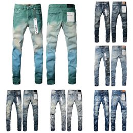 Nieuwe hoogwaardige heren paarse jeans Designer Jeans Fashion Distressed Ripped Denim cargo voor heren High Street Fashion Jeans