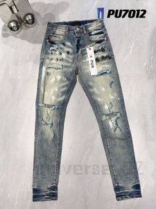Nieuwe Hoge kwaliteit Paarse Jeans voor Mannen Designer Jeans Mode Verontruste Ripped Denim cargo Voor Mannen High Street Fashion blauwe Jeans dames Heren rock revival JeansZNSH