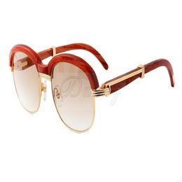 Novos óculos de sol leggings naturais de alta qualidade de madeira moldura completa moda óculos de sol de alta qualidade 1116728 tamanho 60-18-135mm155G