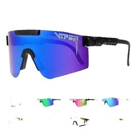 Nuevas gafas de sol de gran tamaño de alta calidad, lentes polarizadas espejadas rojas, montura Tr90, protección Uv400, funda deportiva para hombre Pit Viper Wih