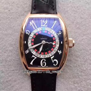 Nieuwe hoge kwaliteit Rose Gold Case Black Dial 8880 Vegas Edition Speciale Munegu Mens Cal.SK Automatische horloge Gents Sport Horloges Lederen Band