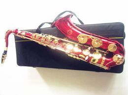 Nieuwe hoogwaardige tenorsax Suzuki B-flat saxofoon Rose Red Gold Brass Sax met Case