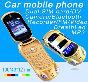 Nieuwe hoogwaardige ontgrendelde mode Dual Sim Card -telefoons Cartoon Flip Mobilephone Super Design Car Key mobiele telefoon mobiele telefoon met LED3923069