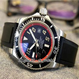 NUEVO reloj de alta calidad Superocean negro esfera roja Reloj automático para hombre A1736402 BA31 Caja plateada Correa de caucho Caballeros Sport Wat275s
