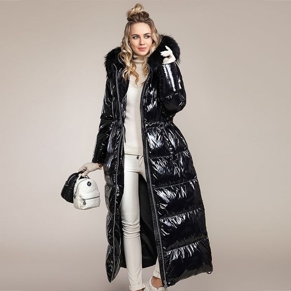 Nueva chaqueta de invierno de alta calidad para mujer Parka gruesa Talla grande X-Long Bio Fluff Abrigo de invierno con capucha Estilo europeo Outwear cálido 201103