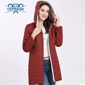 Manteau de haute qualité pour femmes printemps automne coupe-vent mince femmes Parka longue taille plus capuche vestes en coton chaud CEPRASK 201210