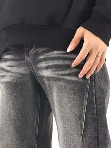 Jean délavé et Patchwork de Style américain, nouveau Design ample à Tube droit pour hommes, pantalon de vadrouille drapé