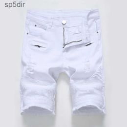 Nieuwe High Street Shorts Hip Hop Fashion Summer Male korte jeans zacht en comfortabel gat NVW5