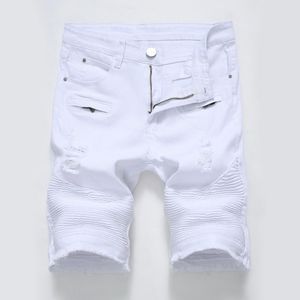 Nieuwe High Street Shorts Hip Hop Fashion Summer Male korte jeans zacht en comfortabel gat