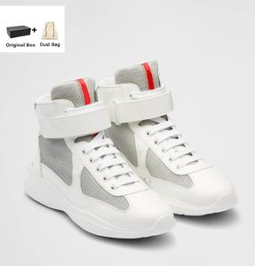 Nieuwe Hoge Top America Cup Heren Sneakers Schoenen Fietsstof Lakleer Trainers Rubberen zool Casual Wandelen Korting Heren Zwart Wit Sportschoen EU38-46 Originele doos