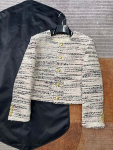 Nieuwe hoge versie kleine geurige windgeweven grof tweed temperament single-breasted jasjetop voor dames