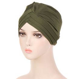 Nouveau Hijab chimio Cancer bonnets Turbans chapeaux casquette pré-attaché torsadé solide bandeau chapeaux pour femmes couverture de perte de cheveux
