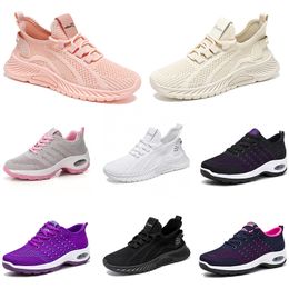 Nieuwe wandelmannen Running Women Flat Shoes Soft Sole Fashion Purple White Black Comfortabele sportkleur Blokkering Q21 GAI 934 5 5