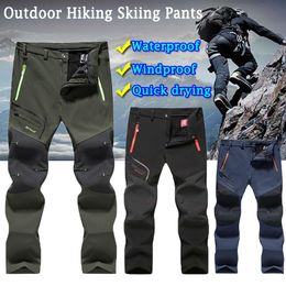 Pantalones de senderismo para hombre, ropa de invierno, resistente al agua, para exteriores, trekking, pesca, pantalones de concha blanda, escalada de pescado, para acampar, esquí, escalada, pantalón tecnológico