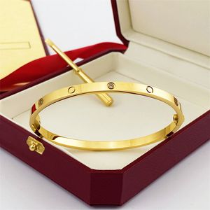 NUEVA BANEZA Classic Pulsel Designer de 4 mm de titanio delgada Bangle Bangle Torny Pulseras para mujeres Hombre Love Jewelry Regalo Family Gold Sliver Diamantes no desvanecientes16-19