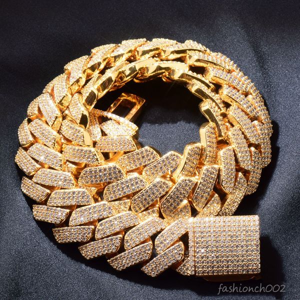 Nuevo hip-hop de 20 mm de ancho MOISSANITE Diamond Gold Sterling Sier Cuban Link Chain para hombres Collar de hip hop