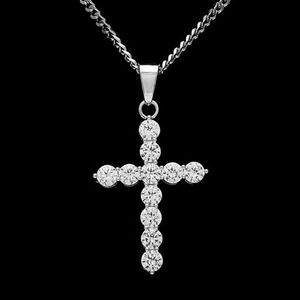 Nouveau Hip hop cuivre CZ croix pendentif Micro pavé cubique zircone simulé diamants pendentif collier hommes mode bijoux 233O