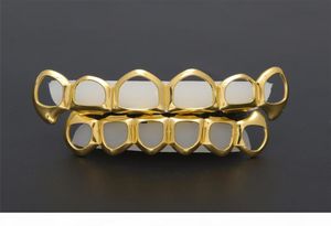 Nouveau Hip Hop Custom Fit Grill Six creux caisson Gold Gold Gold Bots Bottom avec Silicone Vampire Teeth Set1994379