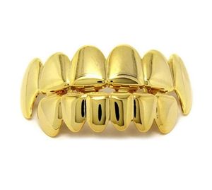 Nieuwe Hip Hop Gouden Tanden Grillz Top Bottom Dental Grills Mond Punk Tanden Caps Cosplay Party Tand Rapper Sieraden Set2506552