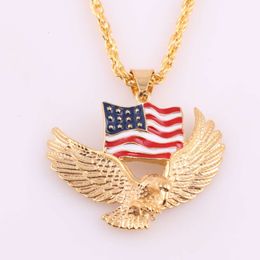 Nouveau collier de pendentif aigle américain en alliage en alliage en alliage en or