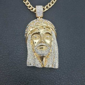 Nieuwe hiphop sieraden titanium staal vergulde diamanten Jezus hanger ketting
