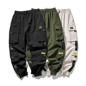 Nieuwe hiphop joggers vrachtbroek mannen harembroeken multi-pocket linten man zweetwaren streetwear casual heren broek g220507