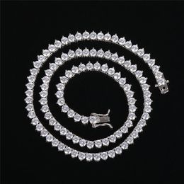 Nouveau hip hop hommes tennis chaîne collier bijoux 4MM 16 pouces-24 pouces véritable chaîne de diamant plaqué or 18 carats long collier avec zircon hommes 274g