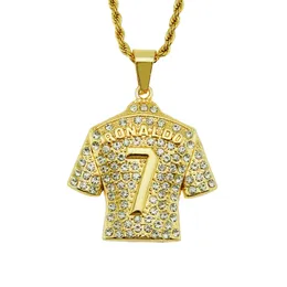 Nueva tendencia de personalidad de hip-hop llena de diamantes 7 Jersey colgante collar de hombre tridimensional