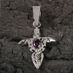 Nieuwe Hip Hop Punk Iced Out Cross Wing Hanger Ketting voor mannen Veelzijdige Populaire Koperen Set Zirkoon Trui Keten Sieraden