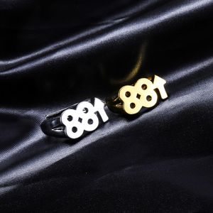 Nouveau Hip Hop Rich Brian 88 Anneau Montant En Acier Inoxydable Double 8 Anneaux Numériques Pour Femmes / Hommes Hiphop Bijoux Taille Réglable