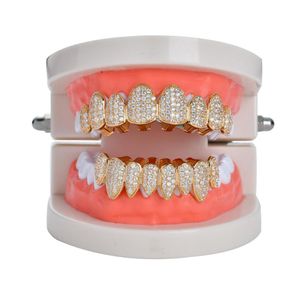 Nieuwe hiphop tanden tandgrillz koper zirkoon kristallen tanden grillz tandheelkundige grills Halloween sieraden cadeau geheel voor rap rapper me2387497