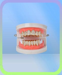 Nieuwe hiphop tanden tandgrillz koper zirkoon kristallen tanden grillz tandheelkundige grills Halloween sieraden cadeau geheel voor rap rapper me74688203734