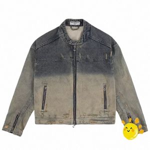 Nuevo Hip Hop Tie-dyed Patchwork Denim Jeans chaqueta con cremallera hombres mujeres mejor calidad Denim Vintage ropa abrigo harajuku 54gB #