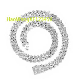 Nouveau Hiphop 12mm plaqué or Rose chaîne cubaine glacé strass en alliage de Zinc chaîne à maillons cubains collier pour hommes bijoux de mode