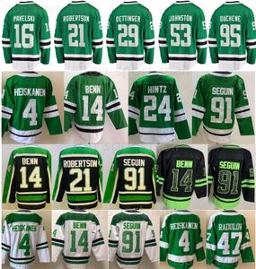 Hommes Hockey sur glace 21 Jason Robertson Jerseys 14 Jamie Benn 91 Tyler Seguin 53 Wyatt Johnston Joe Pavelski Miro Heiskanen Matt Duchene Jake Oettinger Reverse Retro Green