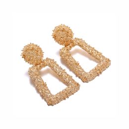 Boucles d'oreilles trapèze géométriques creuses pour femmes, bijoux Punk en métal sculpté, Hyperbole, tendance, cadeau de noël, nouvelle collection