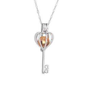 NIEUWE HOLLOW Key Locket Cage Belly Ball Authentic Solid 925 Sterling Silver Crystal Charm Pendant ketting 2pcs veel299j5307492