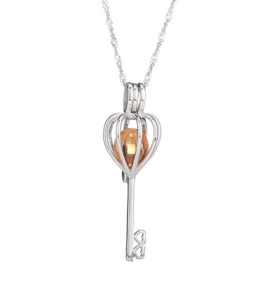 Nouveau médaillon à clé creuse Cage boule de ventre authentique solide 925 en argent Sterling cristal pendentif à breloque collier 2 pièces un Lot299j5271618