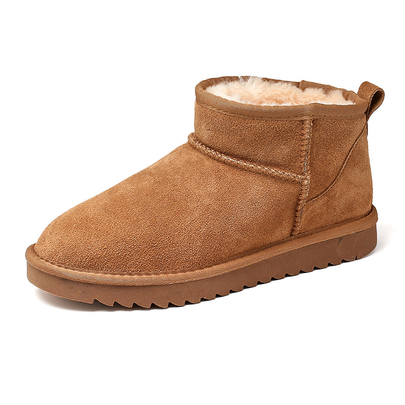 New Home Classic Classic Tornozelo Botas de neve Faux Wool não deslizamento de inverno quente Botta curta Mulheres sapatos de couro genuínos super quente