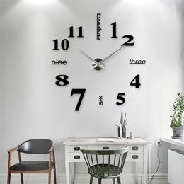 NIEUWE HOME Decoratie Big 27/37/47inch Mirror Wall Clock Modern Design 3D Diy Grote Decoratieve wandklok Work Wall Uniek geschenk 201202