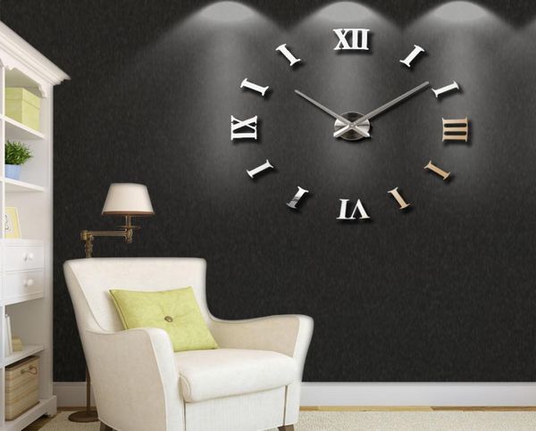 Nouvelle décoration de maison Big 2747inch Mirror Mur Clock Mermor moderne Design 3d Diy Grand Murale décorative Mur Watch Unique Gift 2011189357661