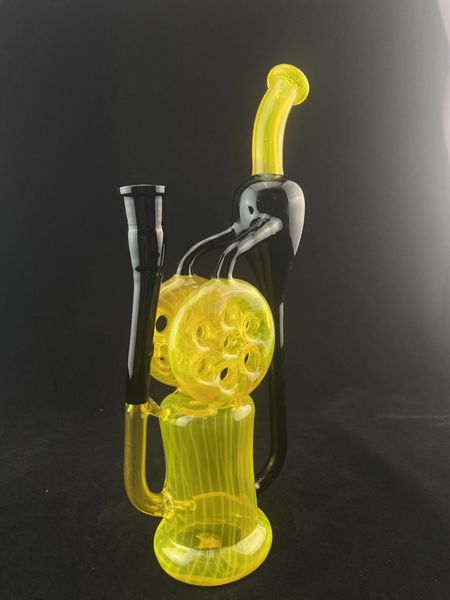 NUEVAS cachimbas americanas amarillas y negras suizas reciclan Bongs Agua Bongs