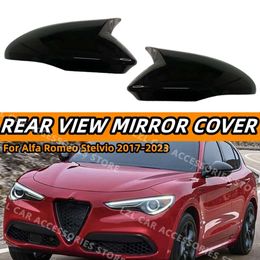 Nuevas tapas de la cubierta del espejo retrovisor lateral del cuerno para Alfa Romeo Stelvio 2017-2022 cubierta del espejo retrovisor carcasa embellecedora agregar accesorios del coche